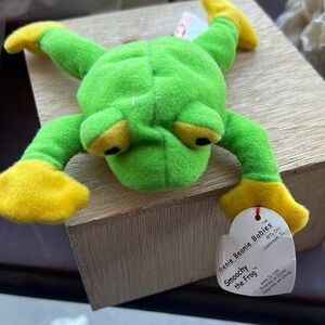 Green and Yellow Beanie Baby Frog